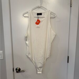 Cider Classic White Ribbed Bodysuit